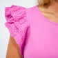 Hot Pink Eyelet Sleeve Top - Southern Belle Boutique