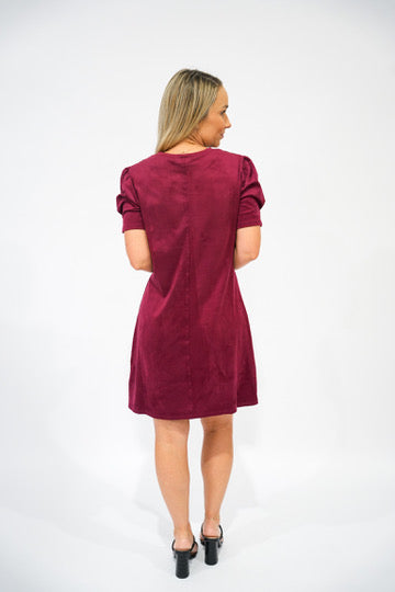 Demi Suede Dress - Bordeaux