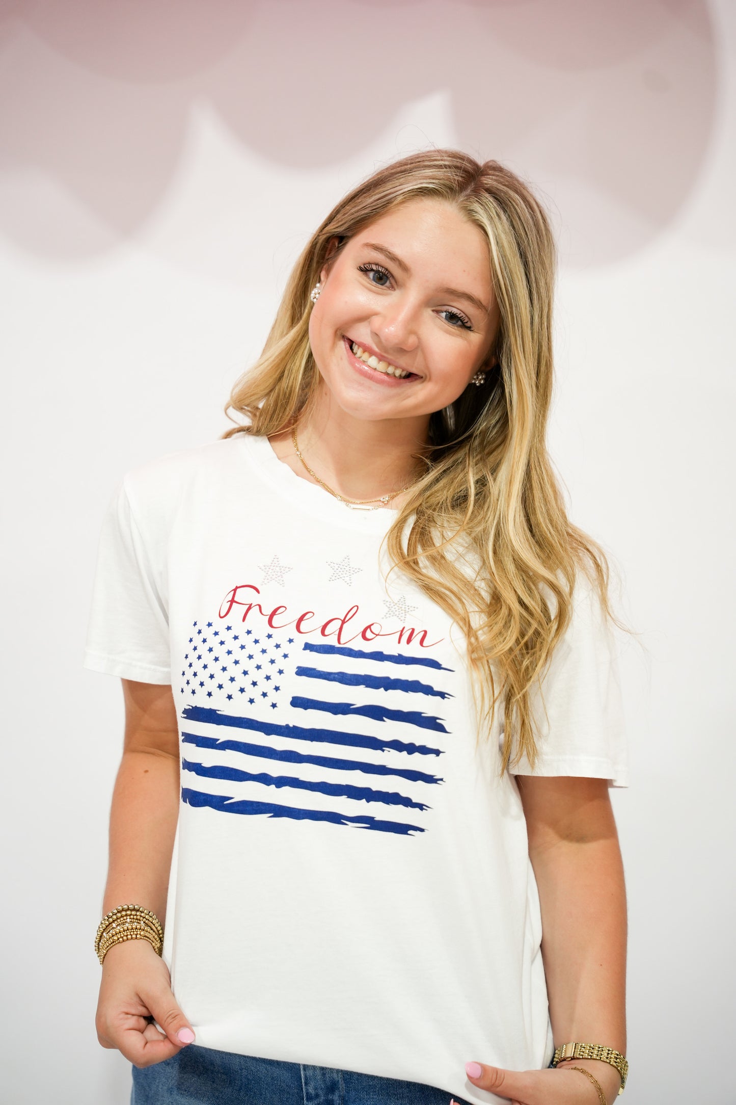 Freedoms Star Rhinestone Tee - Southern Belle Boutique