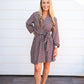Brown Abstract Waist Tie Mini Dress