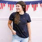 Star Embroidered Cotton Tee - Navy