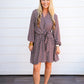 Brown Abstract Waist Tie Mini Dress