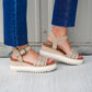 Diana Wedge Sandal - Champagne Metallic Basket Weave - Southern Belle Boutique