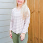 Taupe Striped VNeck Top