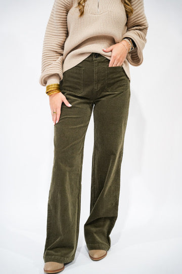 Anabel Wide Leg Pant - Hunter Green