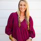 Burgundy Lace VNeck Blouse