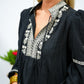 Black Embroidered Boho Blouse