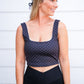 Black Polka Dot Print Crop Tank with Lace Trim