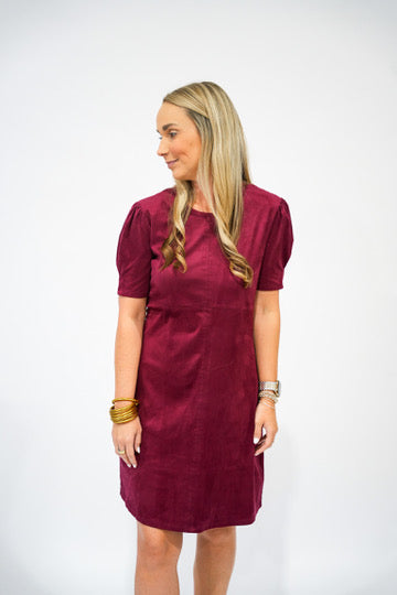 Demi Suede Dress - Bordeaux