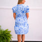 Blue Flower Print Tiered Dress
