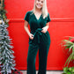 Velvet Romper Jumpsuit - Hunter Green