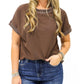 Brown Blouse w/Sleeve Trim