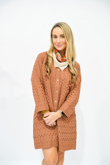 Beth Eyelet Dress - Brown - Southern Belle Boutique