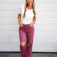 Super High Rise 90's Vintage Crop Flare Jeans - Russet Brown - Southern Belle Boutique