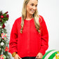 Red Knit Piper Cardigan Sweater