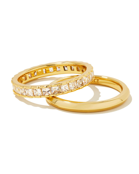 Ella Ring Set Of 2 Gold White - Southern Belle Boutique