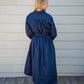 Eyelet Detailed Button Down Midi Dress - Blue Black