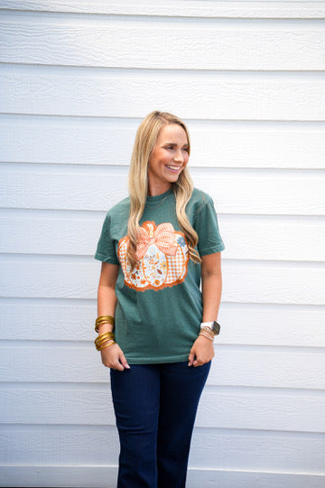 Emerald Pattern Pumpking Tee - Southern Belle Boutique