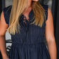 Front Tie Smocking Midi Dress - Ink - Southern Belle Boutique