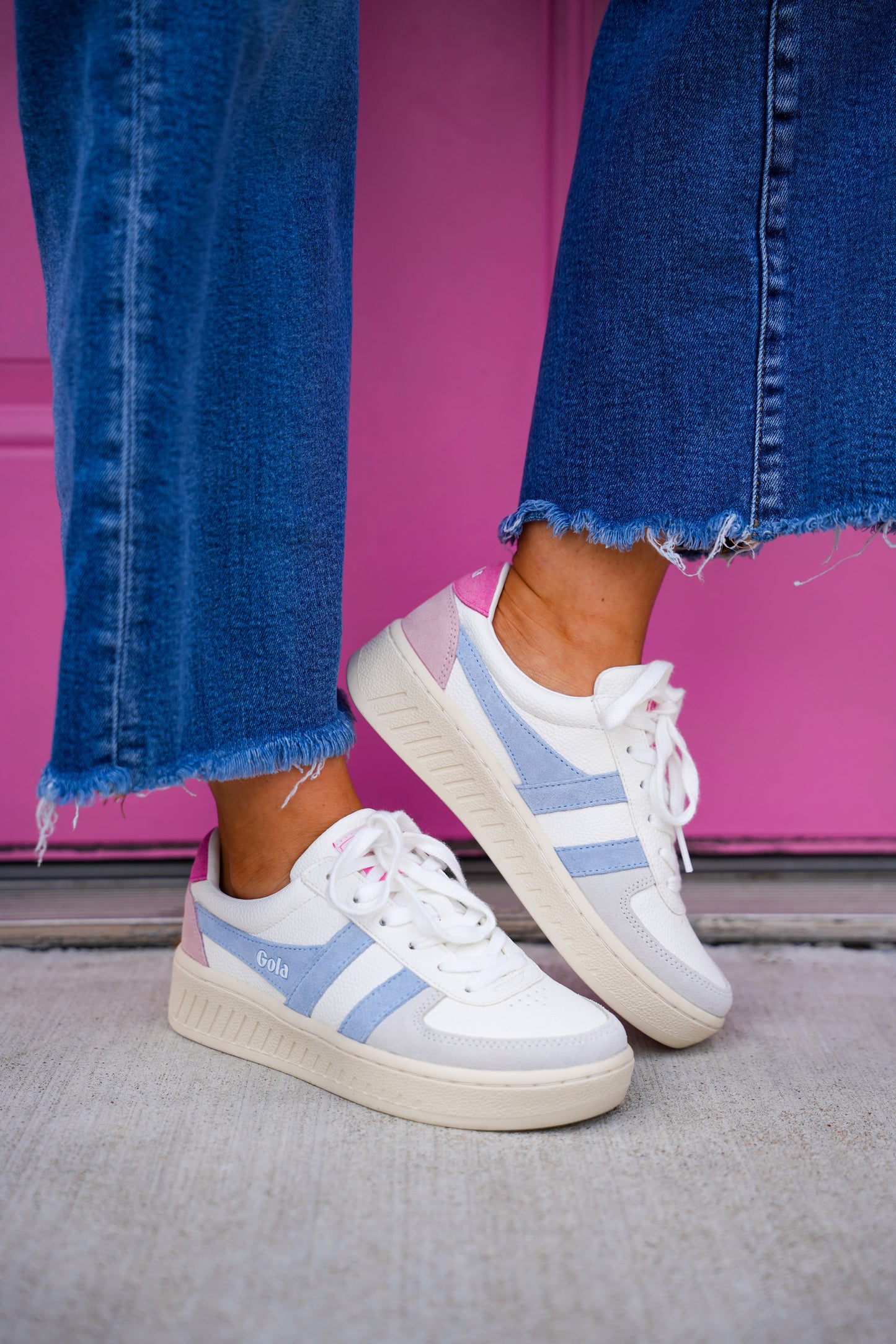 Grandslam Trident Trainer White/Air Fluro Pink Sneakers - Southern Belle Boutique