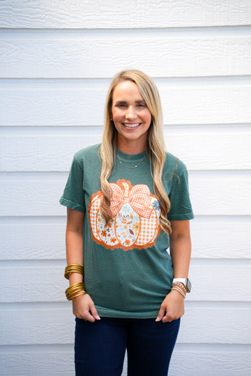 Emerald Pattern Pumpking Tee - Southern Belle Boutique