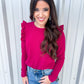 Camden Ruffle Top - Cranberry - Southern Belle Boutique