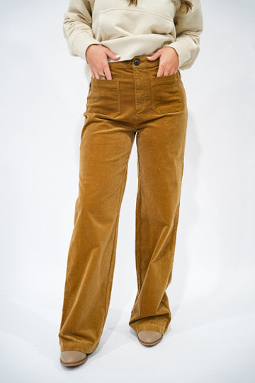 Anabel Wide Leg Pant - Spicewood Brown