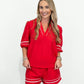 Red Linen Short Set