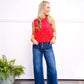 Risen High Rise Crop Wide Button Up Jean - Dark