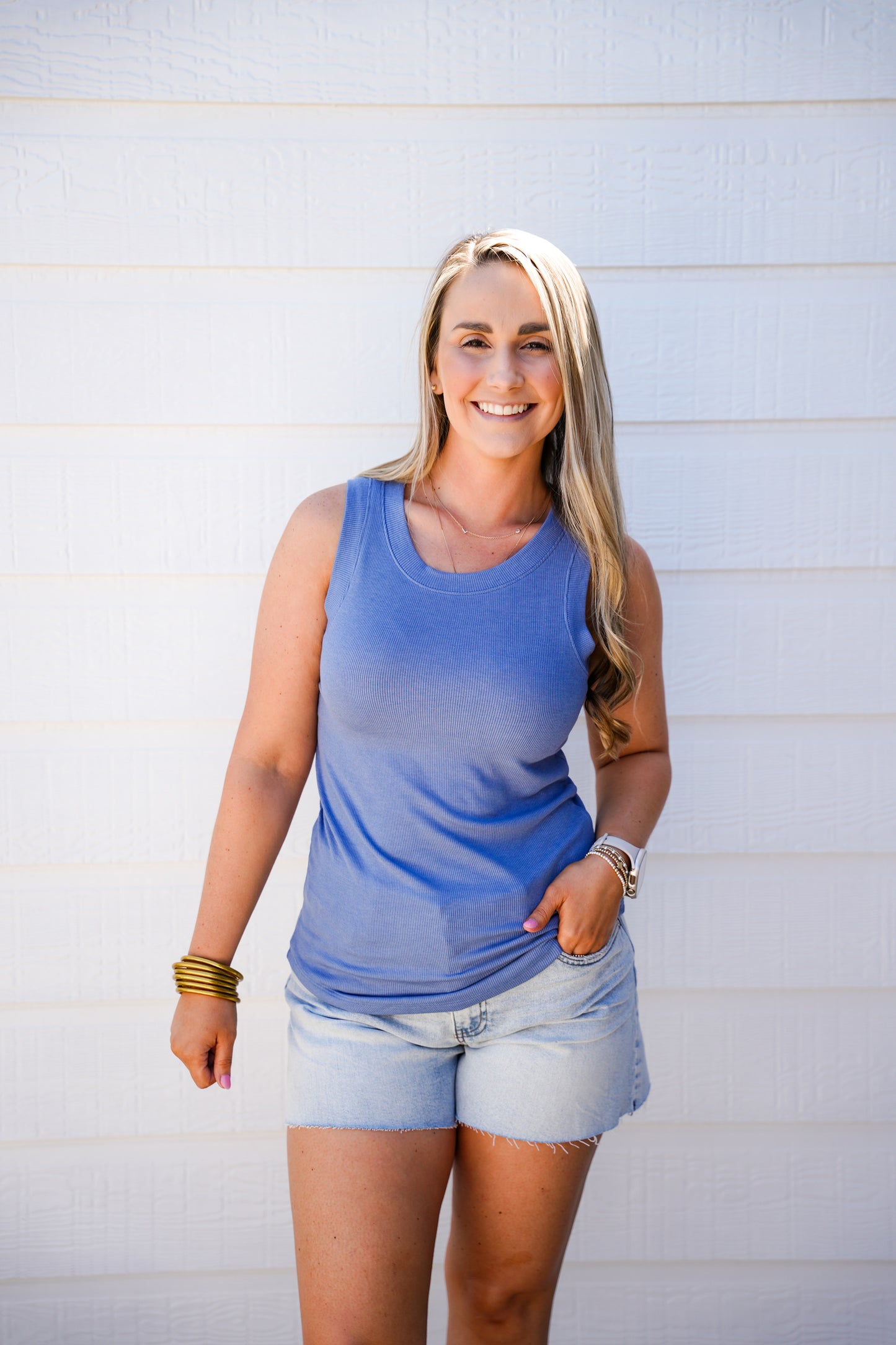 Cleo Tank - Stormy Blue - Southern Belle Boutique