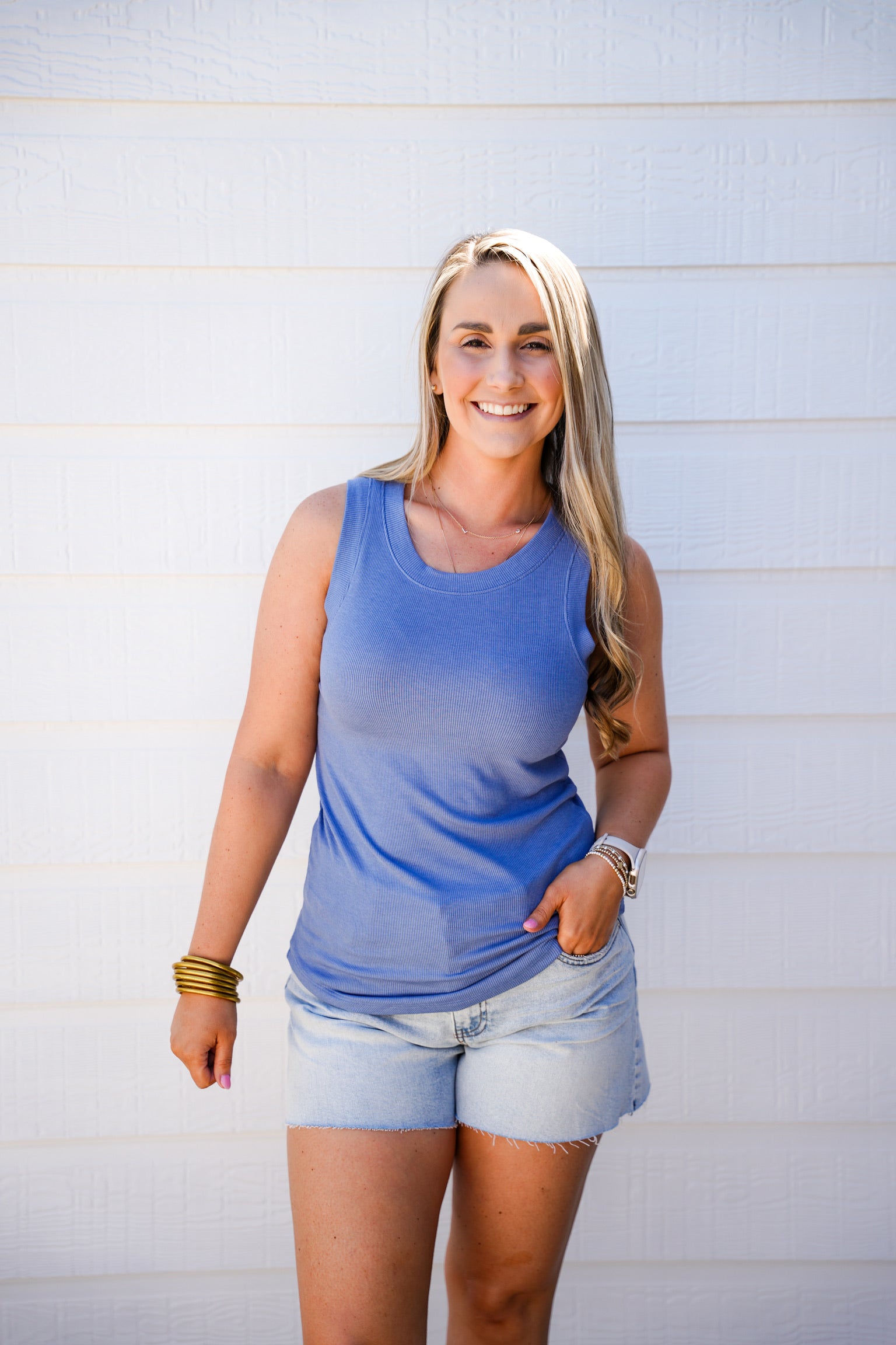 Cleo Tank - Stormy Blue - Southern Belle Boutique