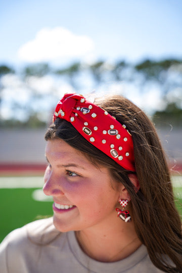 Game Day Charms Knotted Headband - Red