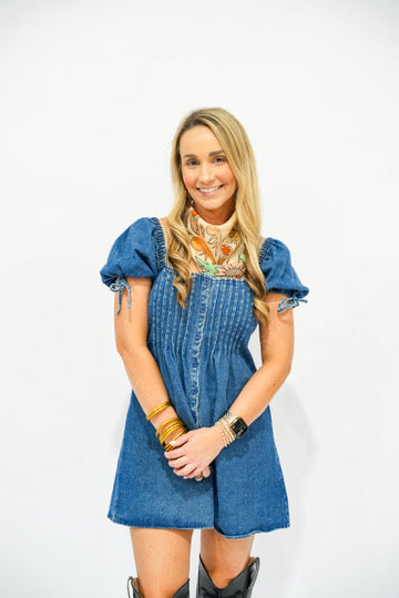 Sassy Denim Mini Dress - Southern Belle Boutique