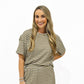 Khaki Striped Lounge Short Set