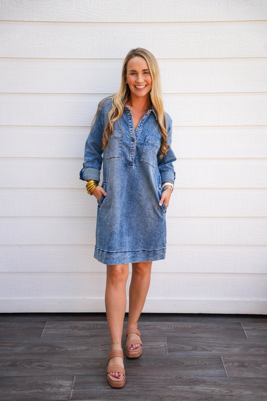 Anika Denim Dress - Medium Wash