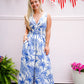Tropical Print Royal Blue Jumpsuit