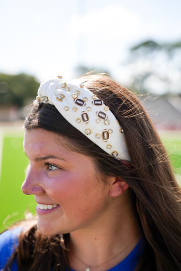 Game Day Charms Knotted Headband - Ivory