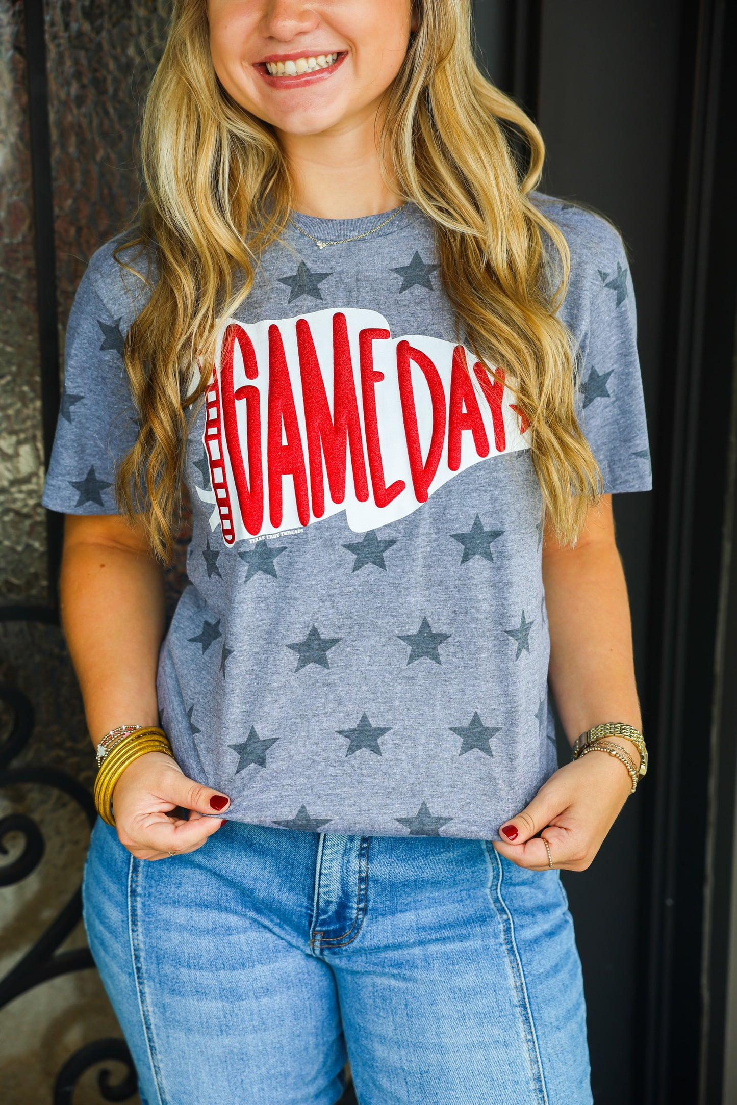 Game Day (Red) Gray Star Tee - Southern Belle Boutique