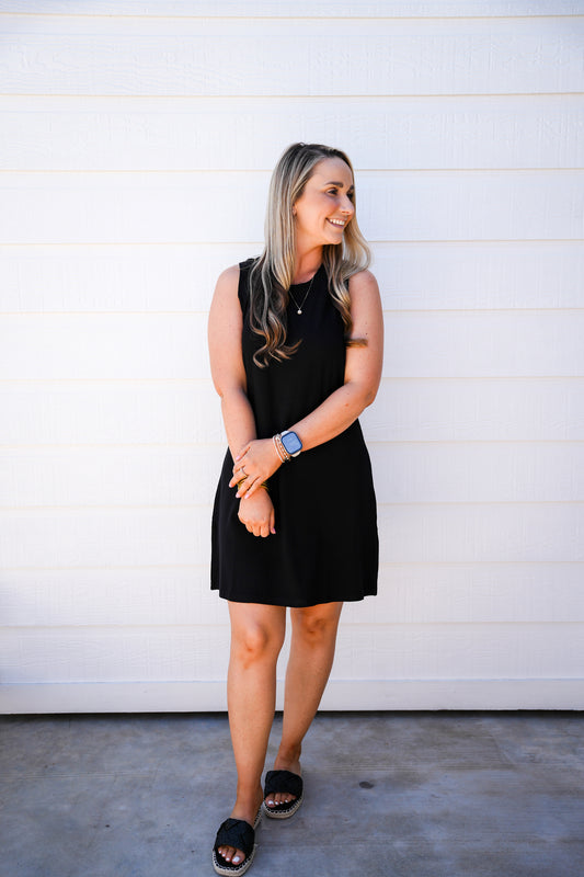 Justine Ribbed Dress - Black - Southern Belle Boutique