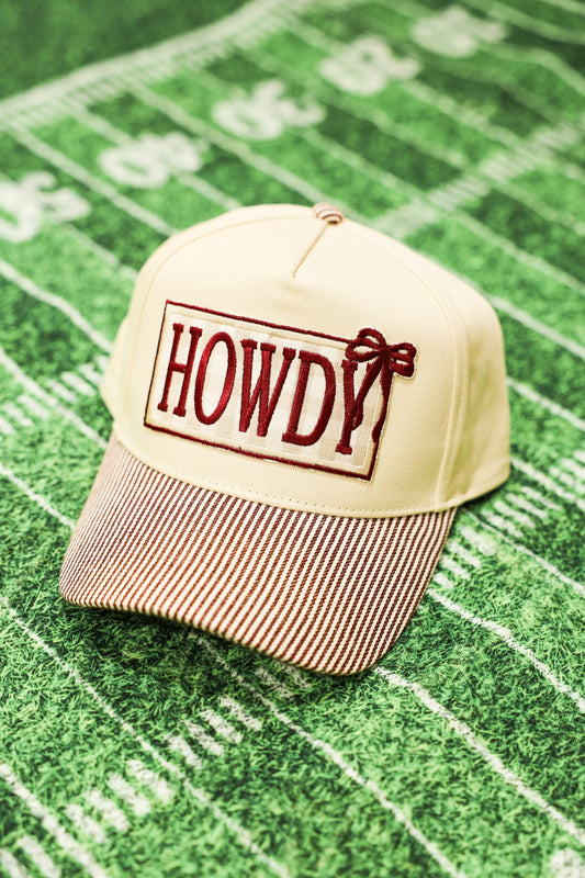 Howdy Bow Trucker Hat - Maroon Striped