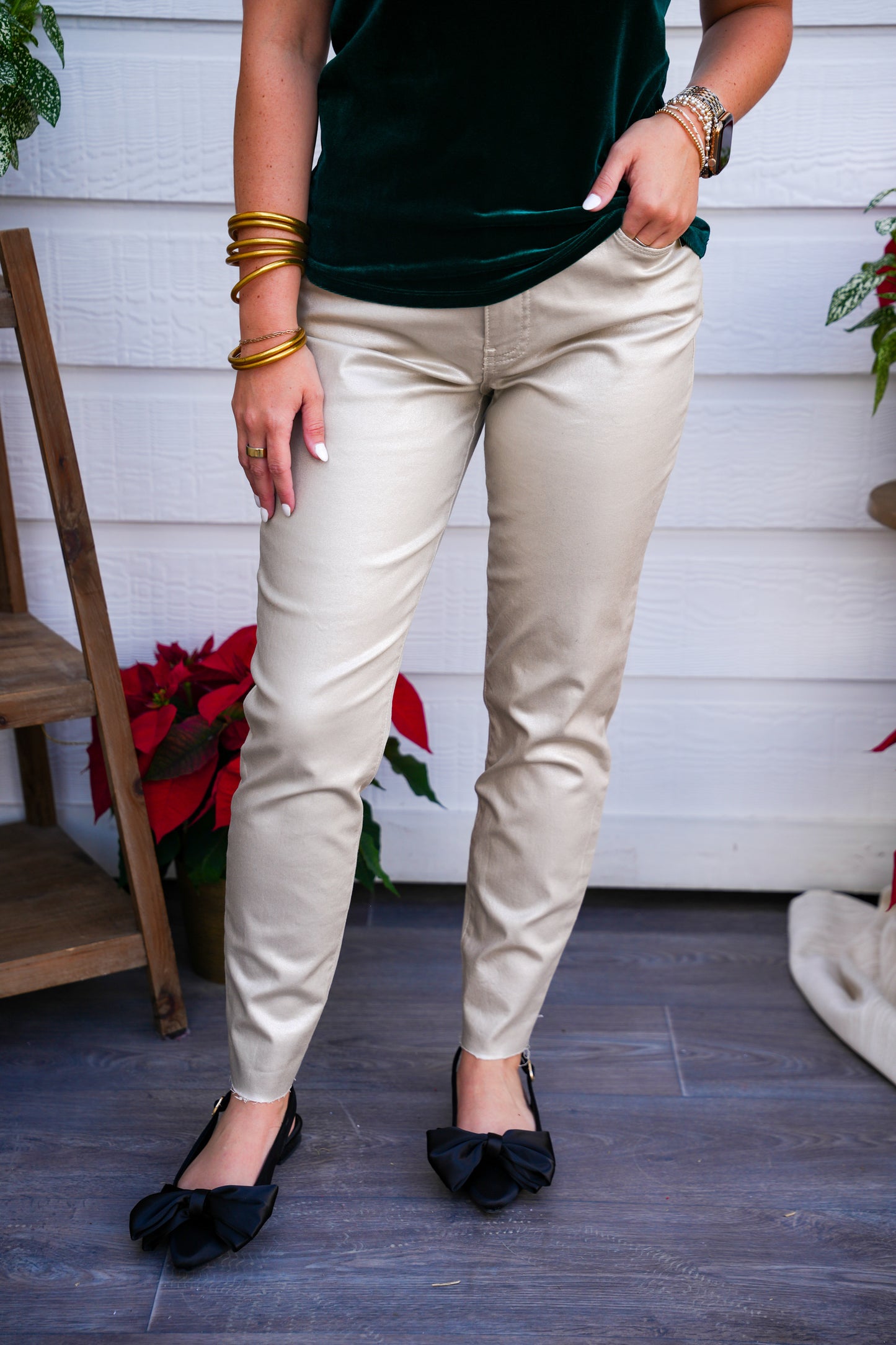 Charlize Coated High Rise Cigarette Leg - Southern Belle Boutique