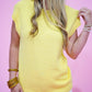 Yellow Mini Waffle Sweater - Southern Belle Boutique