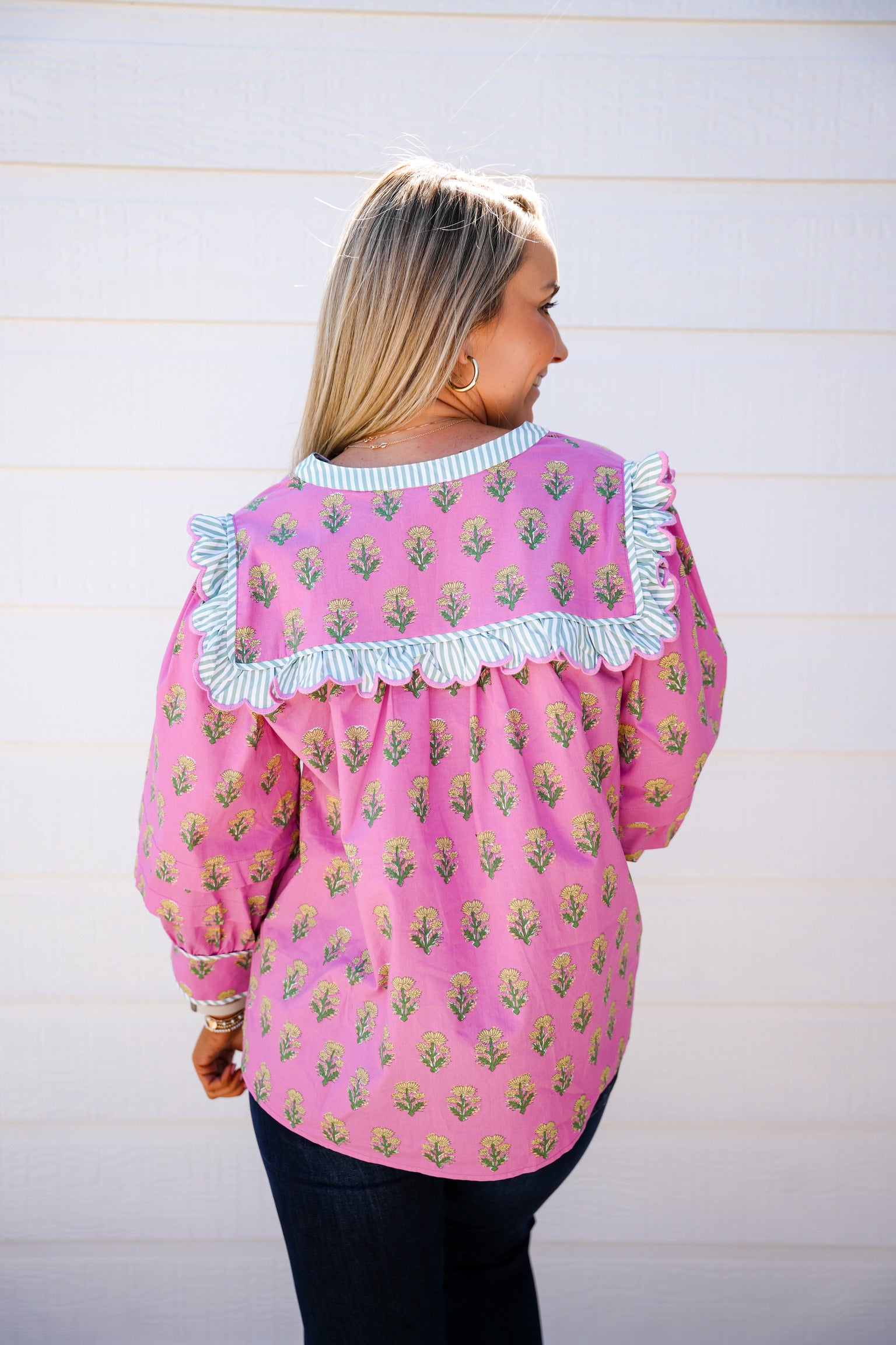 Lilac Ruffle Sleeve Floral Blouse - Southern Belle Boutique