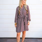 Brown Abstract Waist Tie Mini Dress