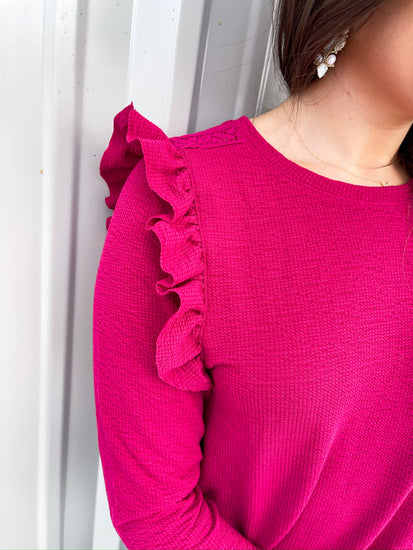 Camden Ruffle Top - Cranberry - Southern Belle Boutique