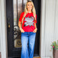 Red Game Day Football & Star Patch Tee