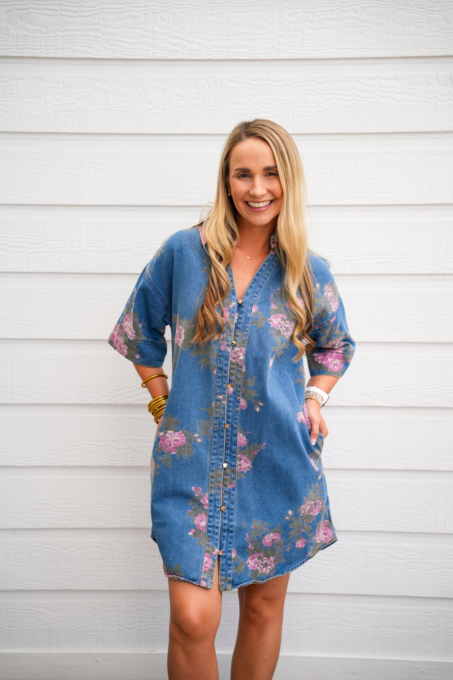 Denim Floral Dress