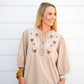Taupe Embroidered Blouse
