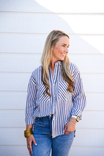 Black Striped Button Down Shirt