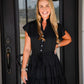 Black Button Down Tiered Mini Dress - Southern Belle Boutique